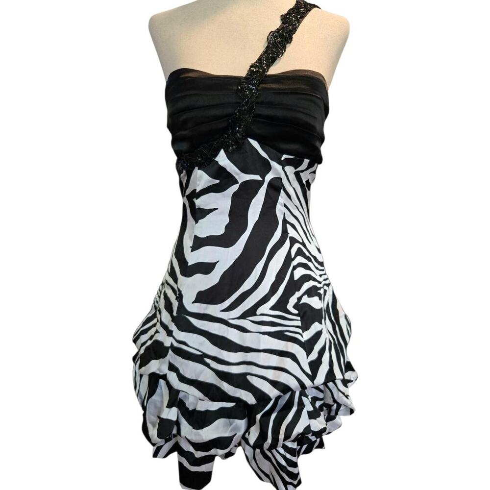 Y2k zebra print one shoulder